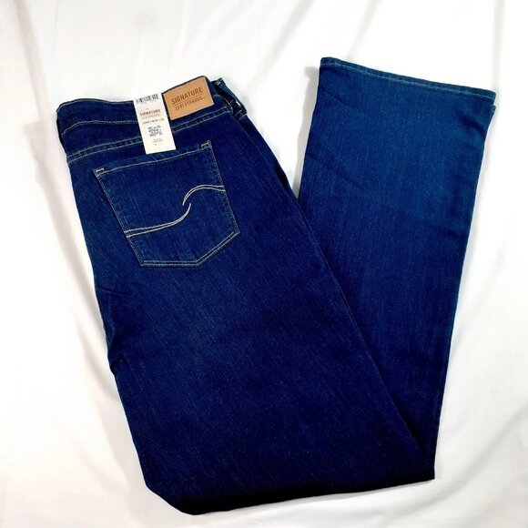 Levi Strauss Signature Jeans Women's 20M W35 L32 Mid-Rise Bootcut Dark Wash - Picture 1 of 11